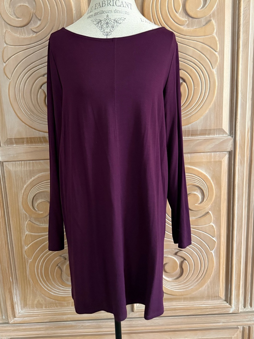 Eileen Fisher Long Sleeve Burgundy Knit Tunic Size Large